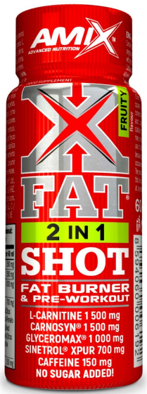 Pre-workout stimulant og fedtforbrænder Amix XFat 2 i 1 Shot 60 ml frugt